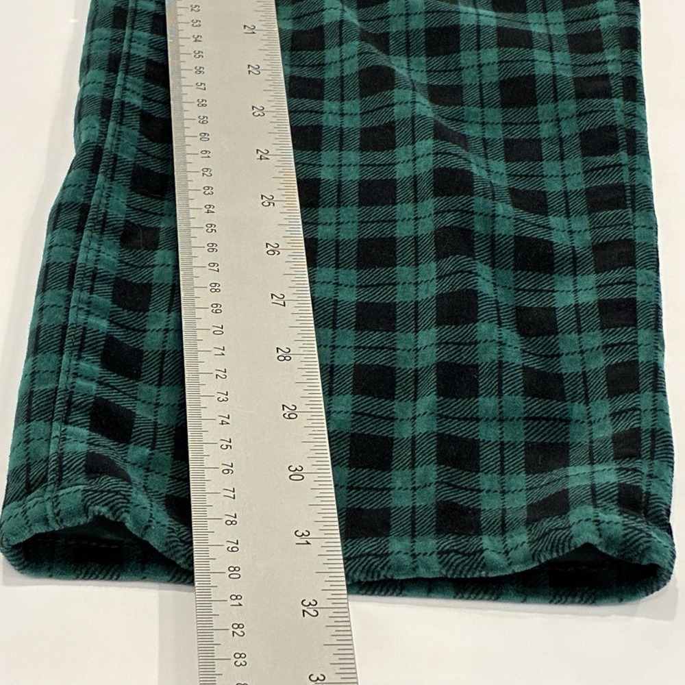 TALBOTS Velveteen Straight Leg Pants‎ Womens 10 Green Black Tartan Plaid Stretch - Picture 7 of 9